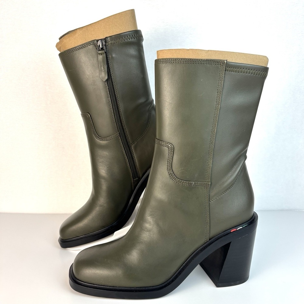 FrancoSarto Boots Women's Size 7 Penelope Olive Green Soft Leather Block Heel